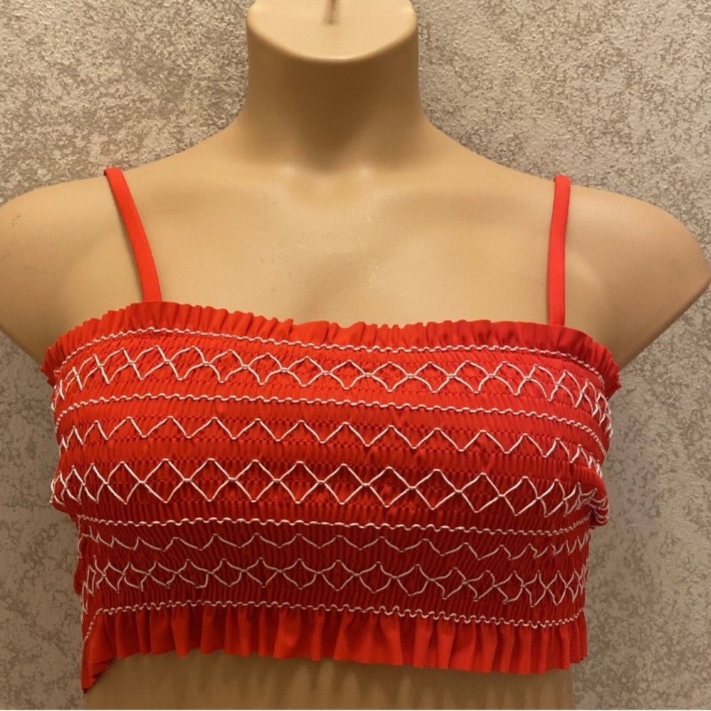 Xhilaration Red Smocked Bikini Top